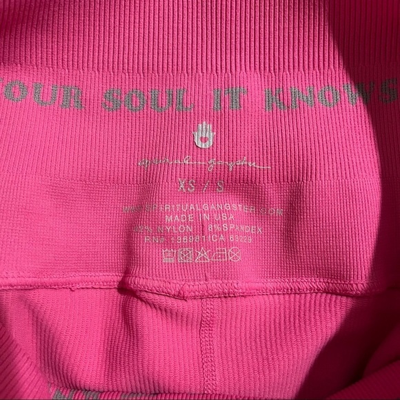 Spiritual Gangster Self Love Ribbed Legging Perforated Sides Hot Pink Size XS/S - Picture 9 of 9